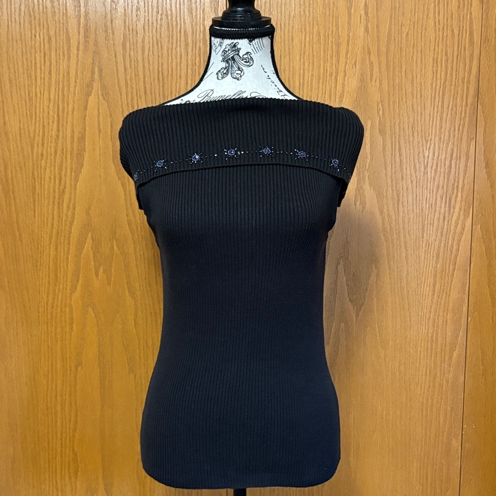 Nomi Midnight Black Ribbed Tank Top